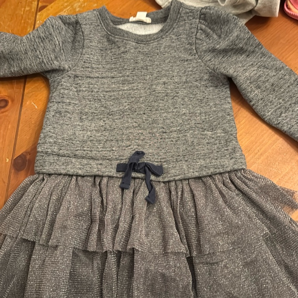 Crew Cuts Dress silver Tule on bottom Sweatshirt materials on top